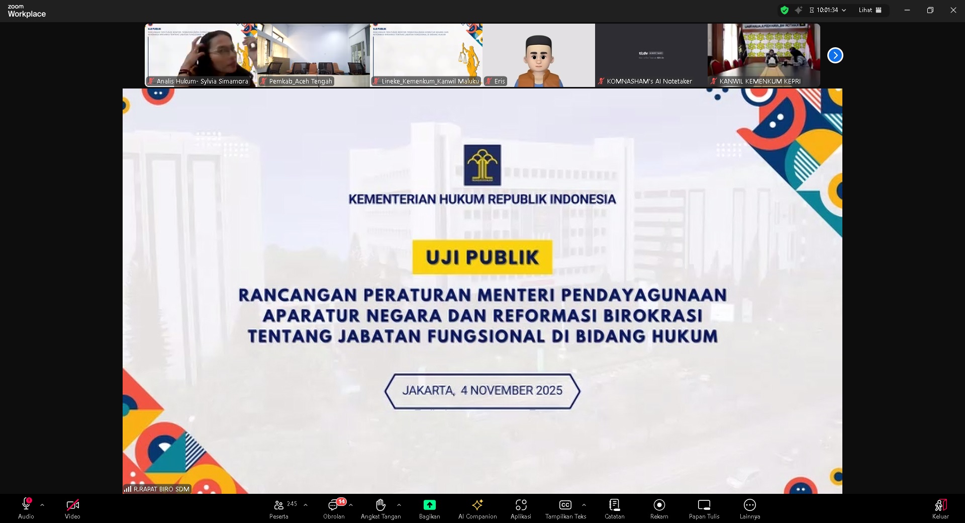 Kemenkum Jabar Dukung Simplifikasi Regulasi, Kemenkum Gelar Uji Publik RanpermenPANRB Strategis
